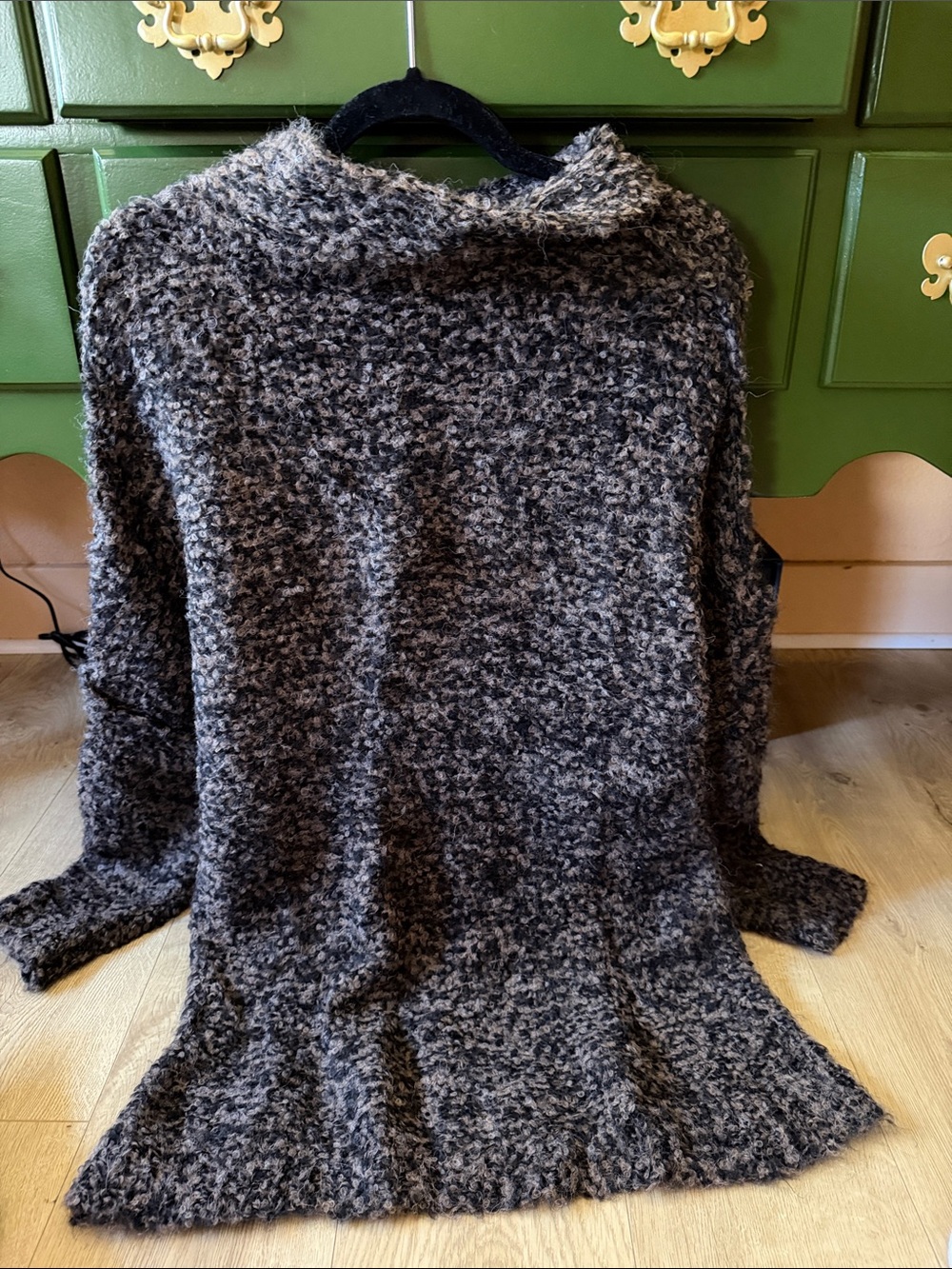 Free People Black and Gray Marled Cowl Neck Sweater